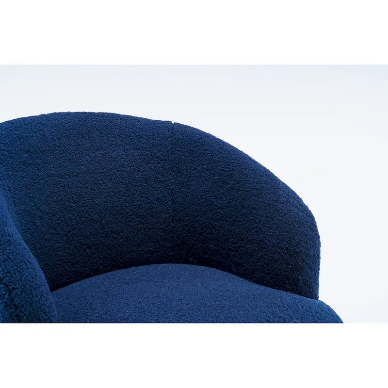 Blue Teddy Fabric Swivel Barrel Chair
