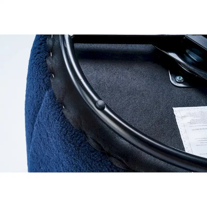 Blue Teddy Fabric Swivel Barrel Chair