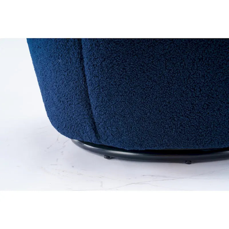 Blue Teddy Fabric Swivel Barrel Chair