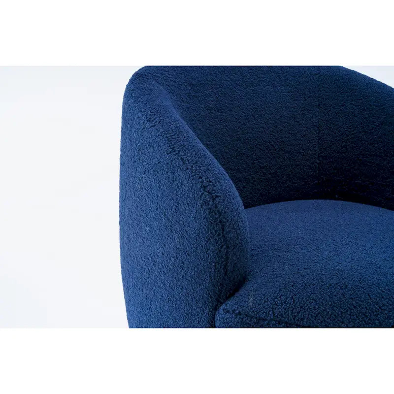 Blue Teddy Fabric Swivel Barrel Chair