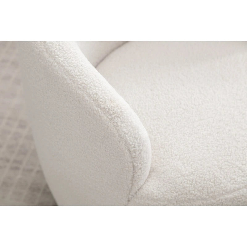 Blue Teddy Fabric Swivel Barrel Chair