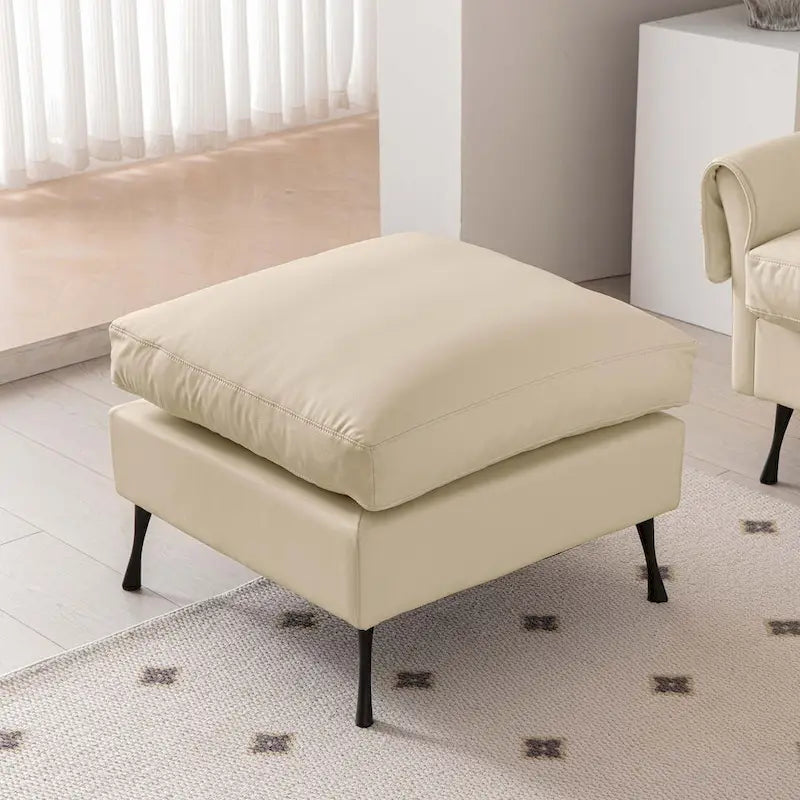 Divano a L tecnico moderno con pouf in pelle 104,5