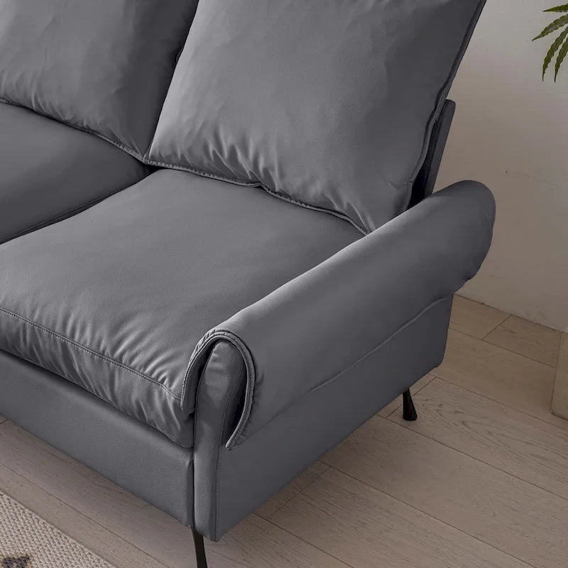 104.5Modern Technical leather L-Shaped Sofa with Ottoman
