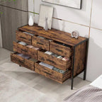 Cassettiera in legno con 7 cassetti, armadio contenitore in legno per camera da letto, mobile porta abiti solido con robusto telaio in acciaio