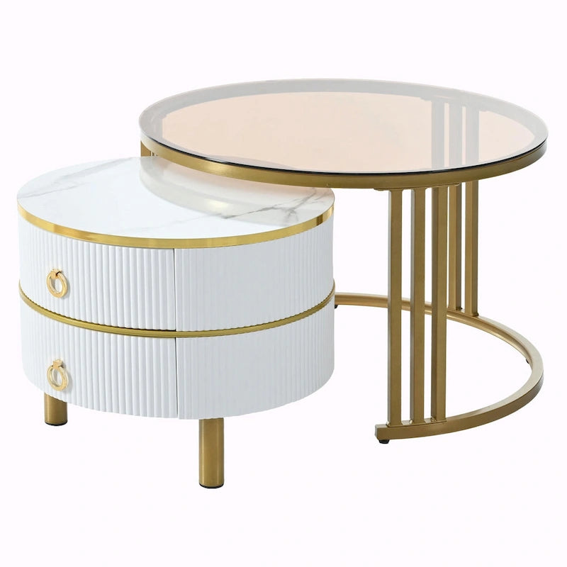 Nesting Coffee Table Set with 2 Drawers