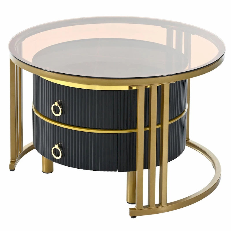 Nesting Coffee Table Set with 2 Drawers