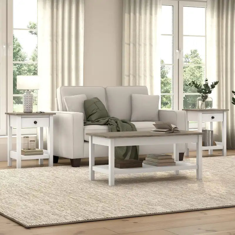 Tavolino da Salotto con Tavolini Laterali Mayfield Farmhouse di Bush Furniture
