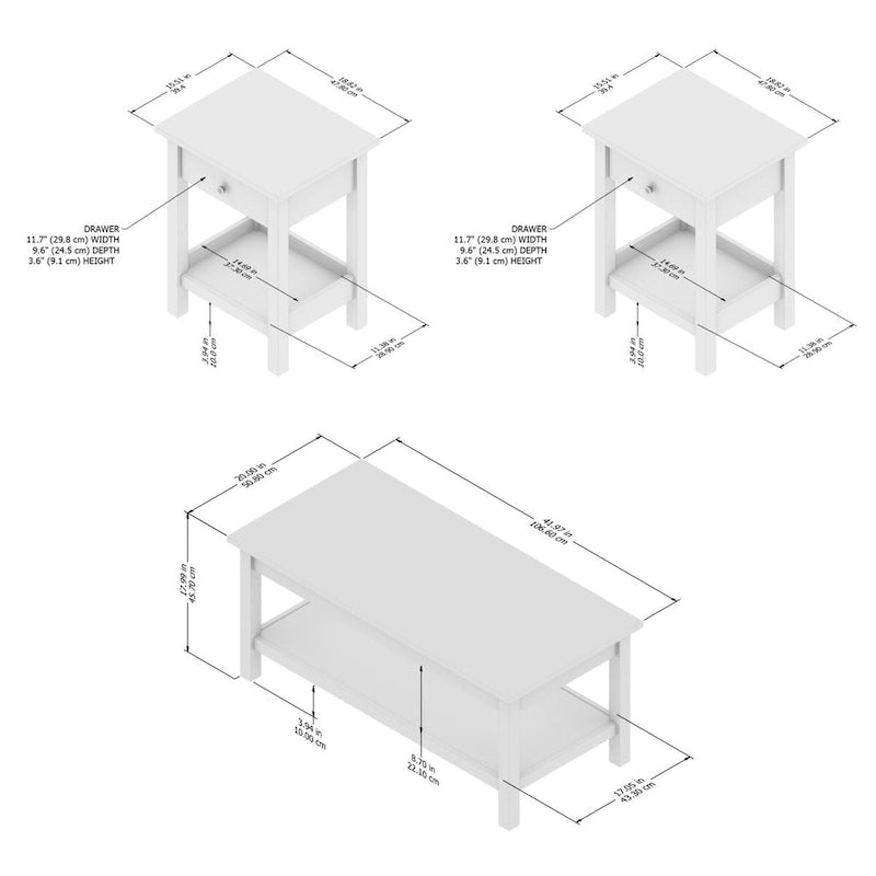 Tavolino da Salotto con Tavolini Laterali Mayfield Farmhouse di Bush Furniture