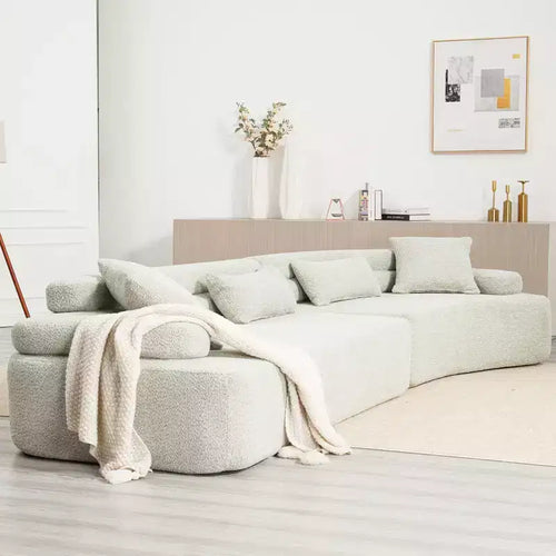 Divano Letto Sezionale a 4 Posti 139W con Braccioli ad Arco, Doppio Schienale e Cuscini, Nessun Montaggio Richiesto-ModernLuxe