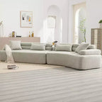 Divano Letto Sezionale a 4 Posti 139W con Braccioli ad Arco, Doppio Schienale e Cuscini, Nessun Montaggio Richiesto-ModernLuxe