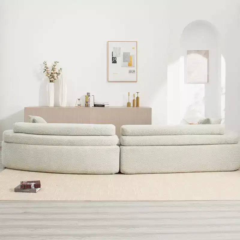 139W 4-Seater Sectional Sofa Sleeper Sofa Bed with ARC Armrests, Double Backrests and Pillows, No Assembly Required-ModernLuxe