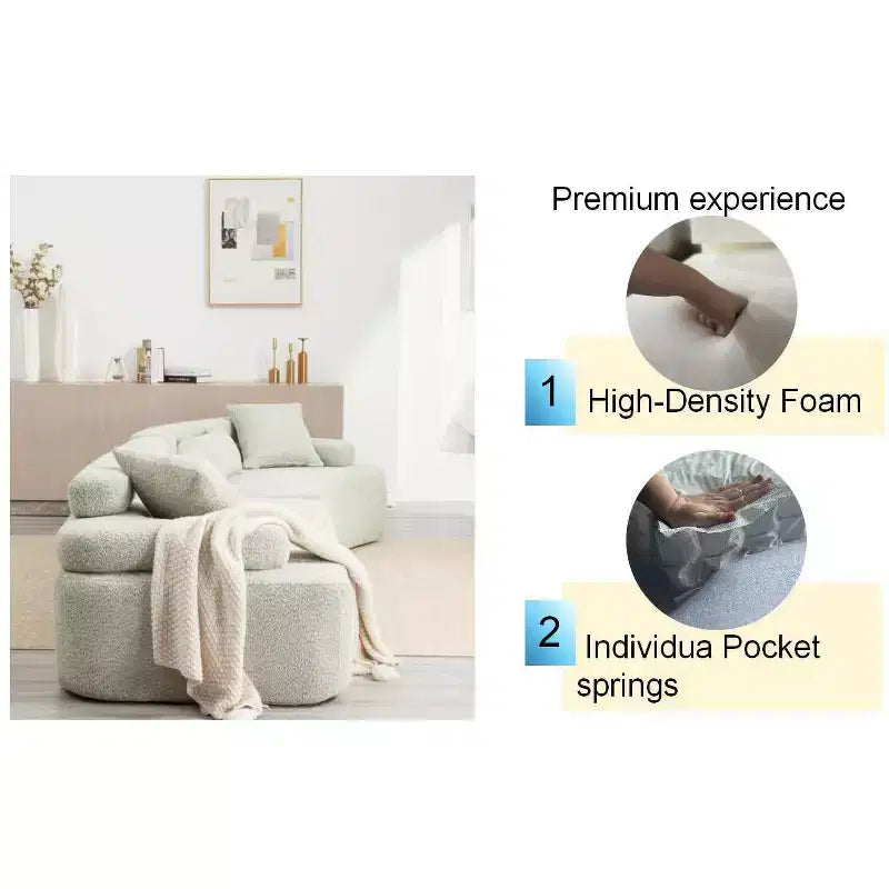 Divano Letto Sezionale a 4 Posti 139W con Braccioli ad Arco, Doppio Schienale e Cuscini, Nessun Montaggio Richiesto-ModernLuxe