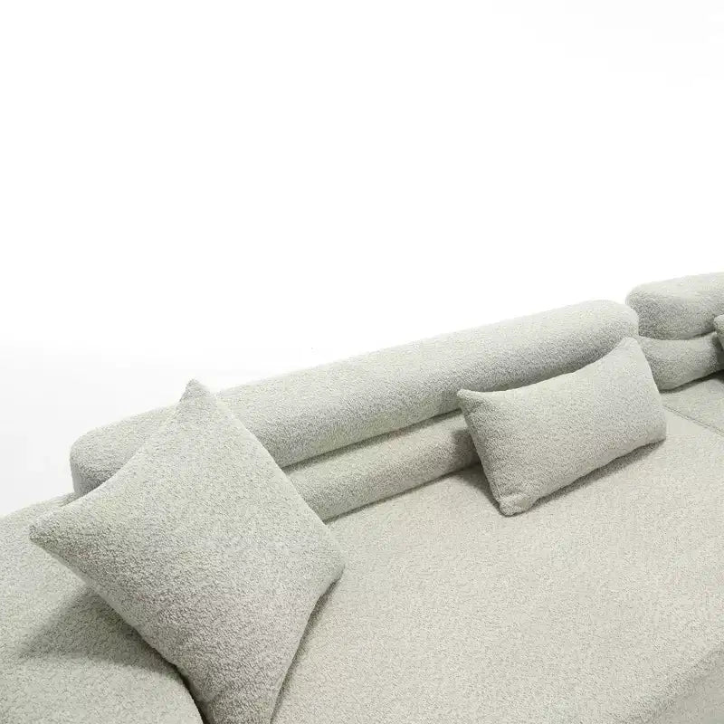Divano Letto Sezionale a 4 Posti 139W con Braccioli ad Arco, Doppio Schienale e Cuscini, Nessun Montaggio Richiesto-ModernLuxe