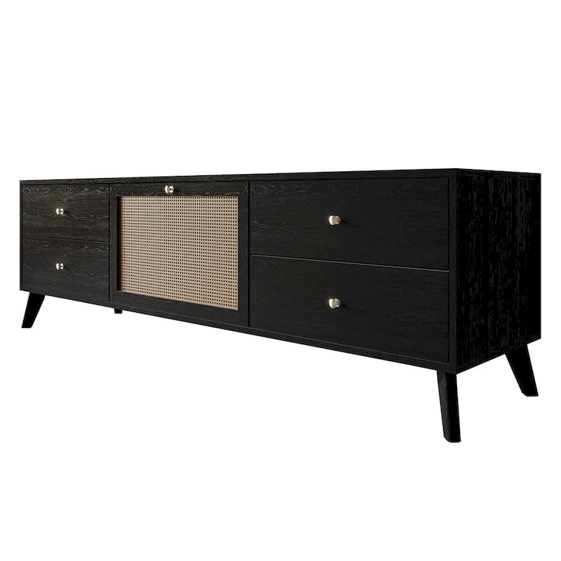 CraftPorch Consolle Porta TV Nera Moderna di Metà Secolo