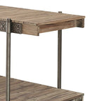 Tavolo da divano Loak 47 pollici, design a doghe, 1 ripiano, ruote, marrone, nero