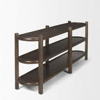 Romi Dark Brown Wood w/ 3 Shelves Oval Console Table