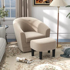 Swivel Accent Chair with Ottoman, Comfy Velvet 360 Degree Swivel Barrel Round Club Tub Sofa Chair for Bedroom Reading Room