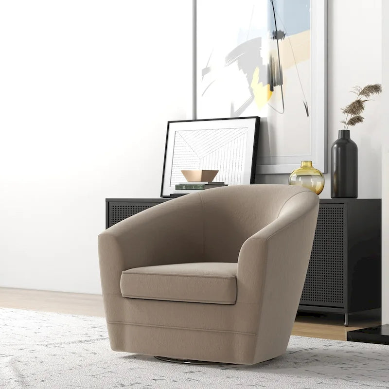 Poltrona girevole con pouf, comoda poltrona a barilotto girevole a 360 gradi in velluto per camera da letto, sala lettura