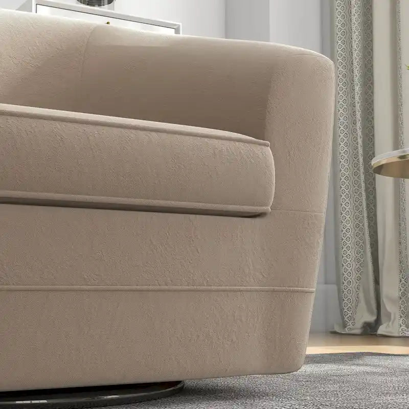 Swivel Accent Chair with Ottoman, Comfy Velvet 360 Degree Swivel Barrel Round Club Tub Sofa Chair for Bedroom Reading Room