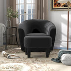 Swivel Accent Chair with Ottoman, Comfy Velvet 360 Degree Swivel Barrel Round Club Tub Sofa Chair for Bedroom Reading Room