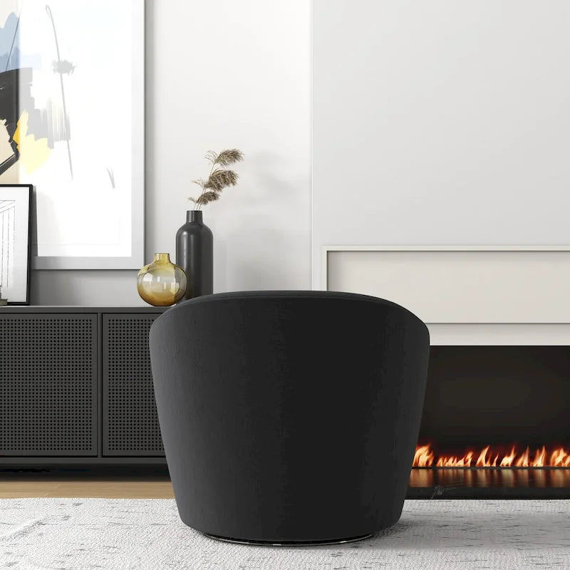 Swivel Accent Chair with Ottoman, Comfy Velvet 360 Degree Swivel Barrel Round Club Tub Sofa Chair for Bedroom Reading Room