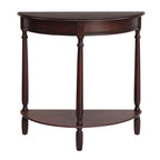 Simplify Half Round Accent Table, Walnut, 28.25w 11.8d 28.25h