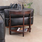 Simplify Half Round Accent Table, Walnut, 28.25w 11.8d 28.25h