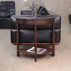 Simplify Half Round Accent Table, Walnut, 28.25w 11.8d 28.25h