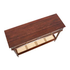 Acacia Wood Console Table with Cane Shelf
