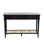 Acacia Wood Console Table with Cane Shelf