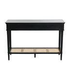 Acacia Wood Console Table with Cane Shelf