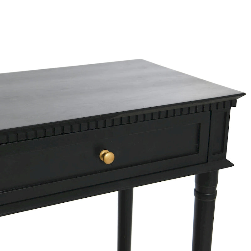 Acacia Wood Console Table with Cane Shelf