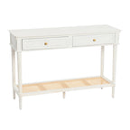 Acacia Wood Console Table with Cane Shelf