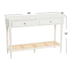 Acacia Wood Console Table with Cane Shelf