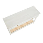 Acacia Wood Console Table with Cane Shelf