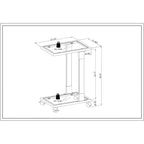 Glass Side Table, Acrylic End Table, Glass Top C Shape Square Table with Metal Base
