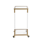 Glass Side Table, Acrylic End Table, Glass Top C Shape Square Table with Metal Base