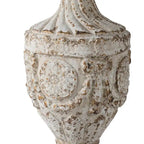 31 Inch Accent Side Table, Pedestal Urn Base, Round Top, Antique White