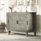 Credenza con armadietto a vista, mobile in legno con ante a fantasia anticata per corridoio, ingresso, soggiorno