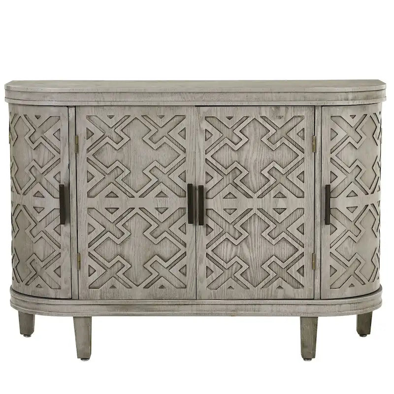 Credenza con armadietto a vista, mobile in legno con ante a fantasia anticata per corridoio, ingresso, soggiorno