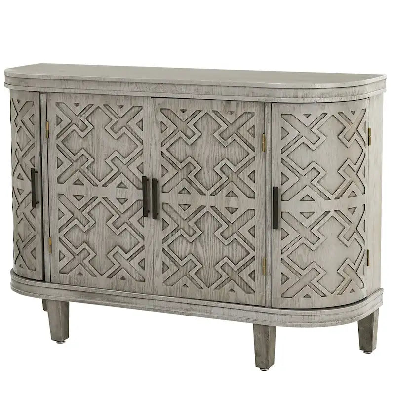 Credenza con armadietto a vista, mobile in legno con ante a fantasia anticata per corridoio, ingresso, soggiorno