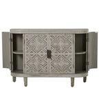 Credenza con armadietto a vista, mobile in legno con ante a fantasia anticata per corridoio, ingresso, soggiorno