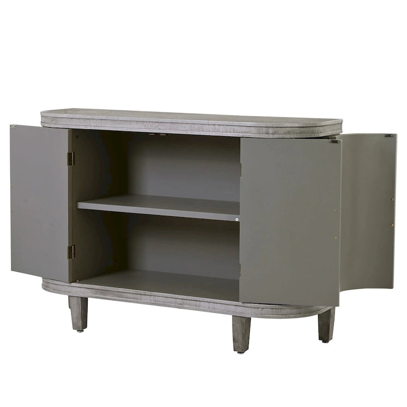 Credenza con armadietto a vista, mobile in legno con ante a fantasia anticata per corridoio, ingresso, soggiorno