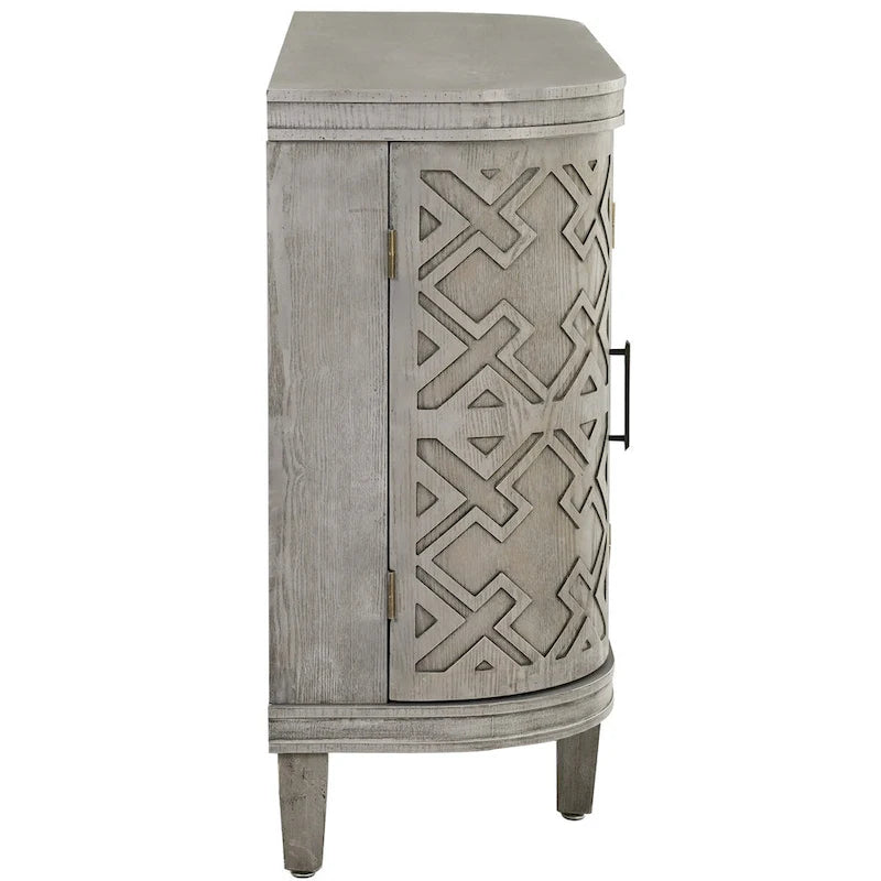 Credenza con armadietto a vista, mobile in legno con ante a fantasia anticata per corridoio, ingresso, soggiorno