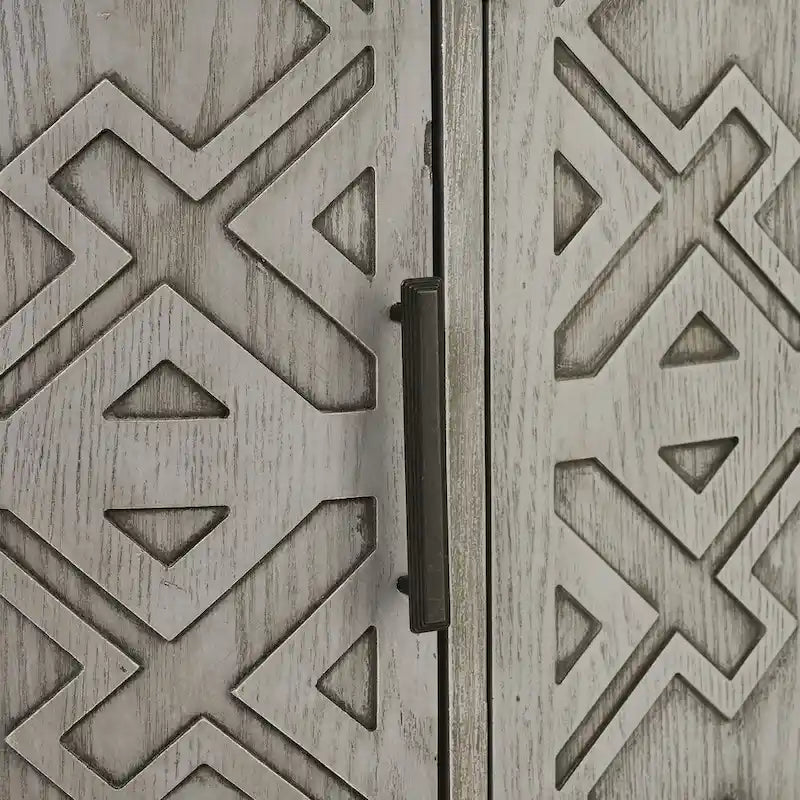 Credenza con armadietto a vista, mobile in legno con ante a fantasia anticata per corridoio, ingresso, soggiorno