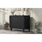 Credenza con armadietto a vista, mobile in legno con ante a fantasia anticata per corridoio, ingresso, soggiorno