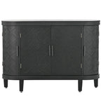 Credenza con armadietto a vista, mobile in legno con ante a fantasia anticata per corridoio, ingresso, soggiorno
