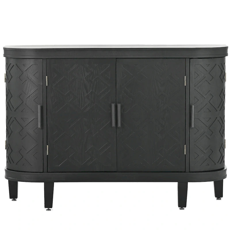 Credenza con armadietto a vista, mobile in legno con ante a fantasia anticata per corridoio, ingresso, soggiorno