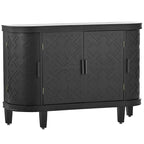 Credenza con armadietto a vista, mobile in legno con ante a fantasia anticata per corridoio, ingresso, soggiorno