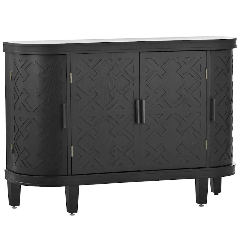 Credenza con armadietto a vista, mobile in legno con ante a fantasia anticata per corridoio, ingresso, soggiorno